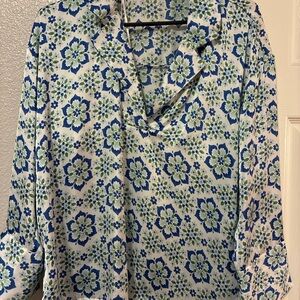 Zara Blue and Green Floral Blouse